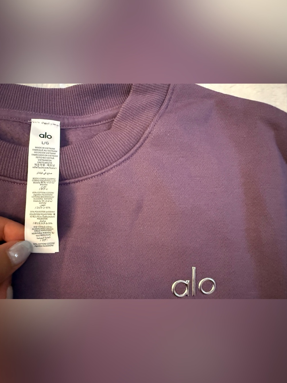 Alo Accolade Crewneck Pullover Sweatshirt in Plum Kiss Size Large NWT - Picture 3 of 6